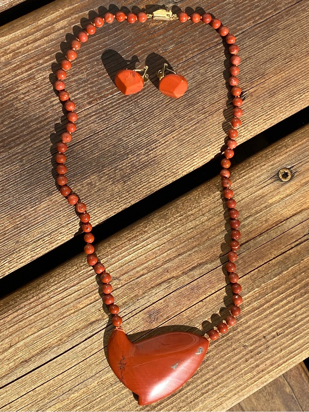 Vintage Karla Jordan Jasper Necklace and Earrings Set